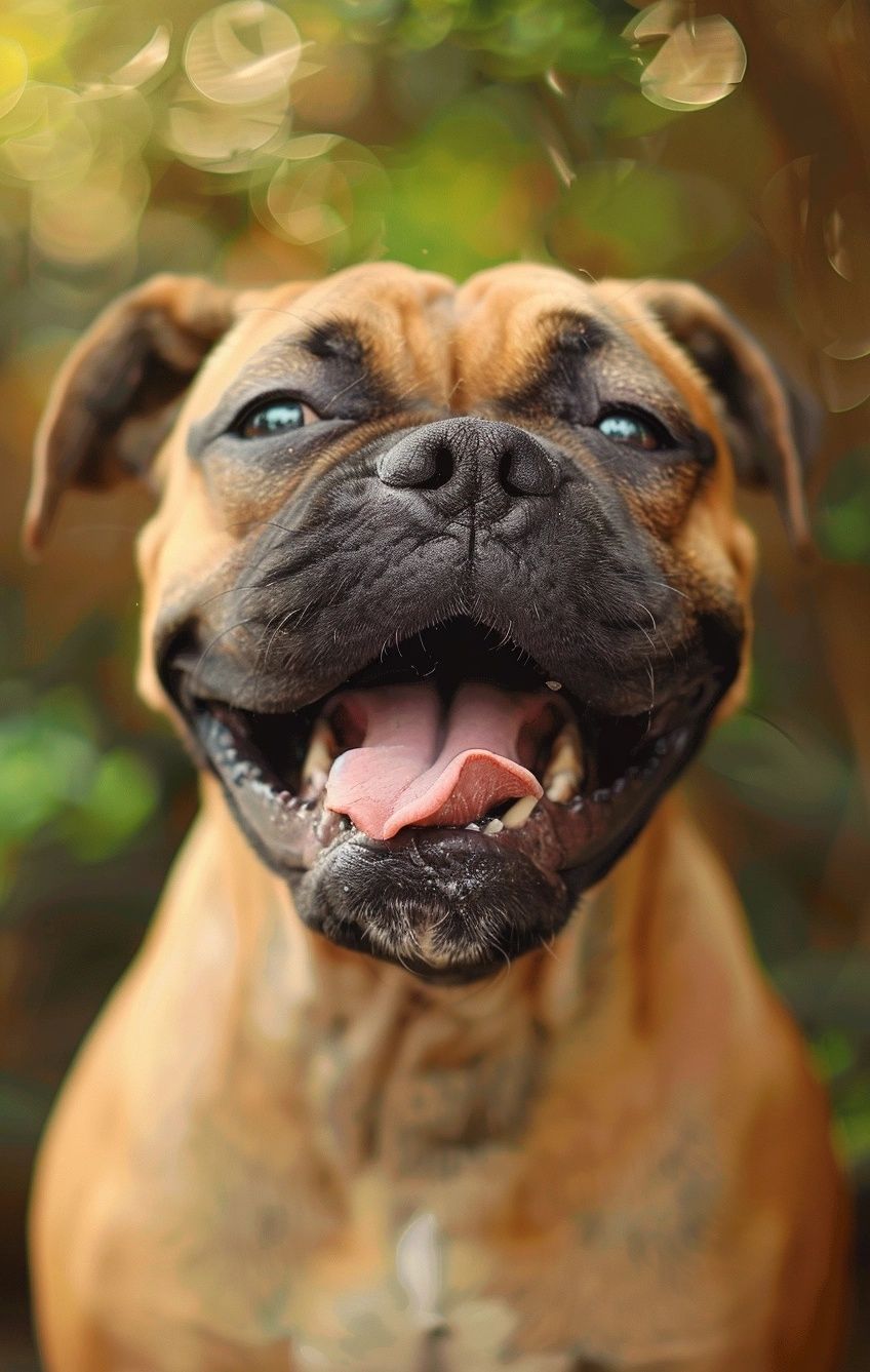 Bullmastiff with a powerful, yet friendly smile