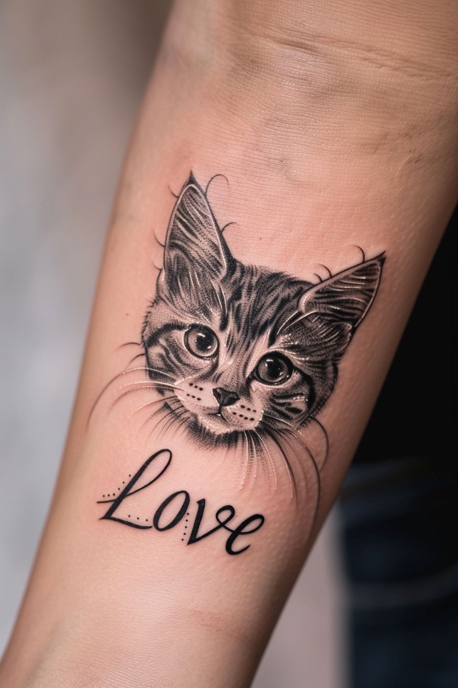 Cat Lover's Script tattoo