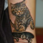 Cat Riding a Skateboard tattoo design