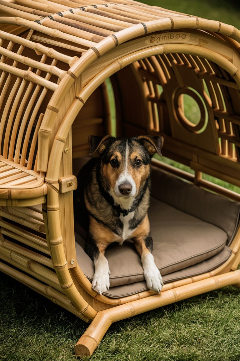 DIY eco-friendly dog crate made from sustainable bamboo