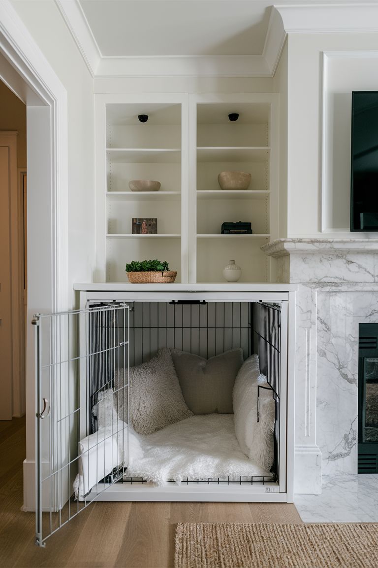 Modern Cozy Dog Crate with white cage