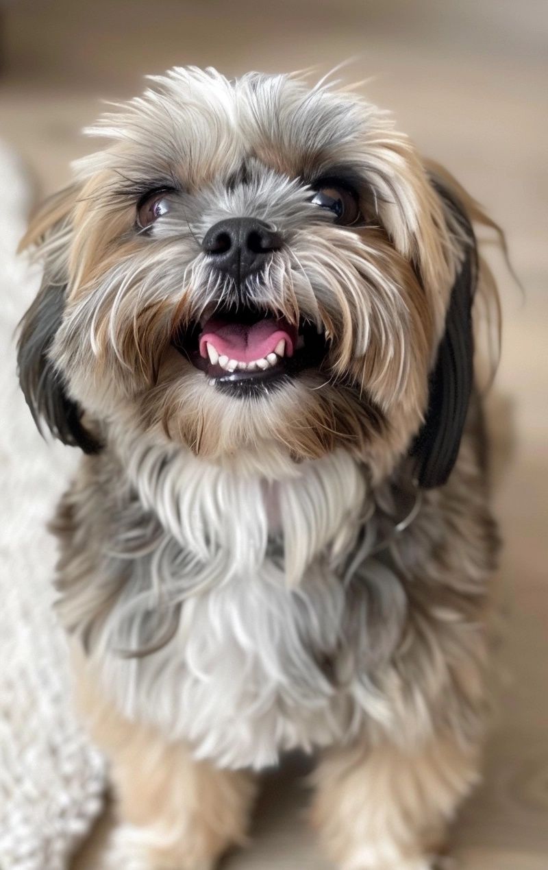 Shih Tzu with a fluffy, goofy smile