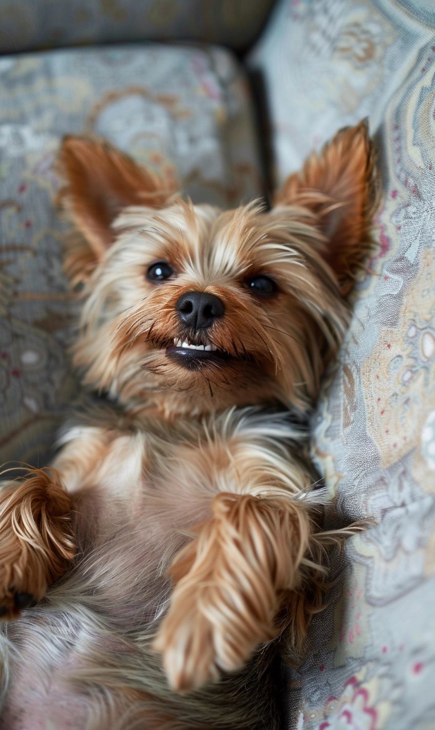 Yorkshire Terrier with a spunky, cheerful grin