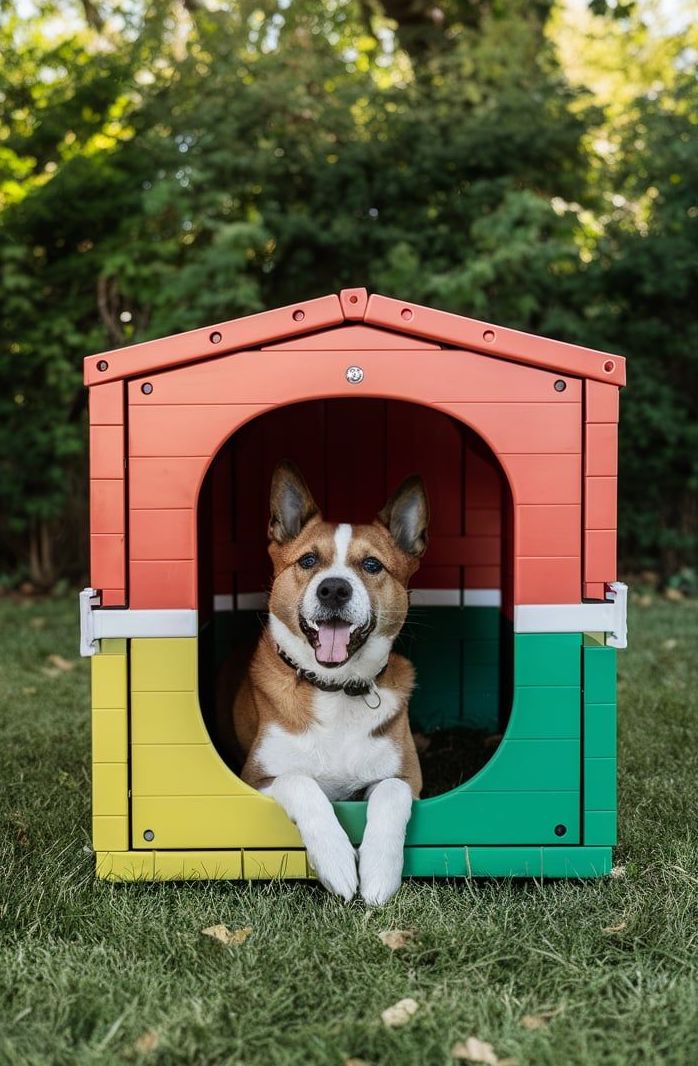 colorful dog crate with removable panels for easy cleaning