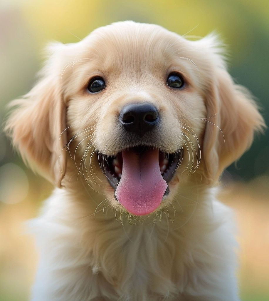 cutest Golden Retriever puppy with a goofy grin