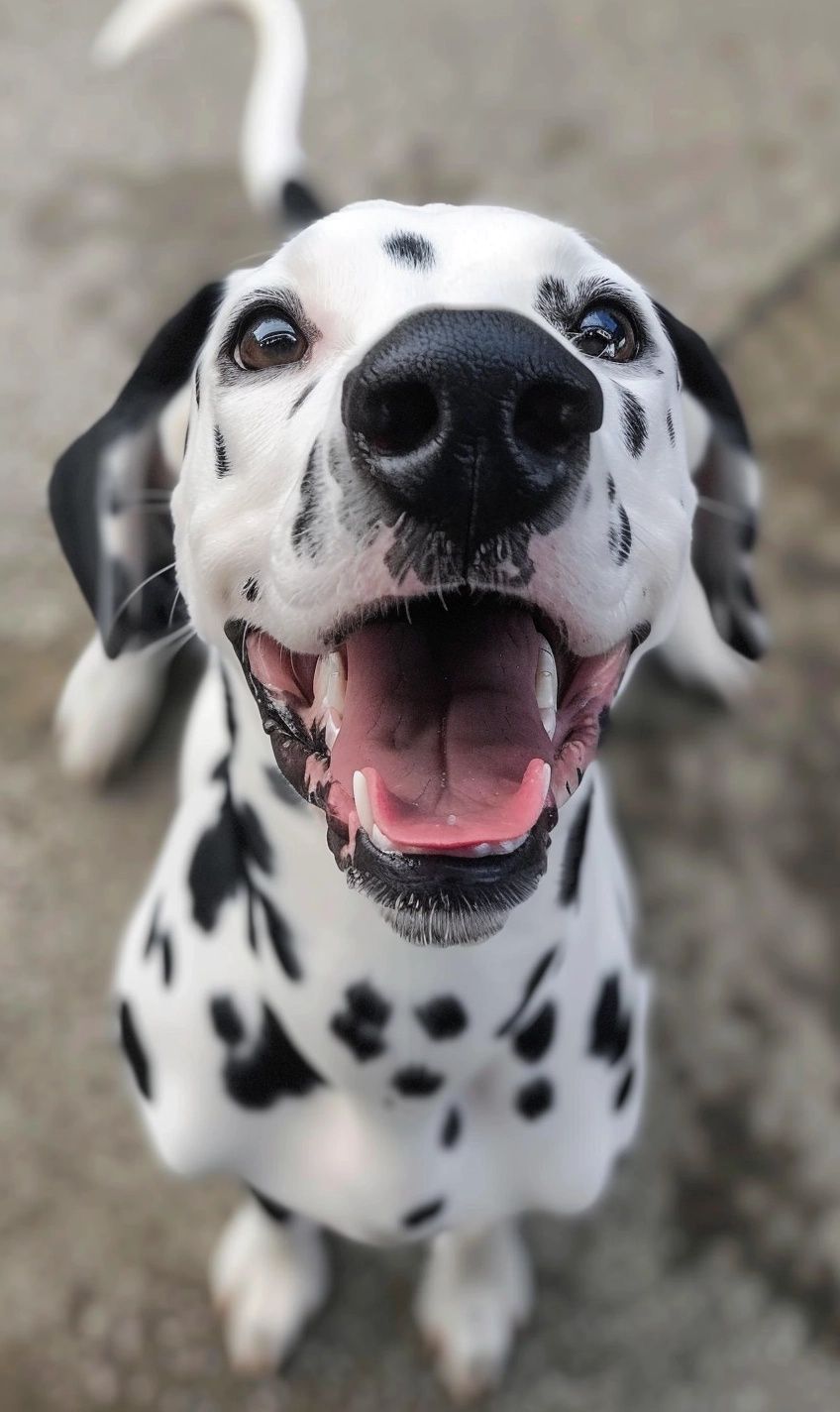 happy Dalmatian with a gentle, loving smile