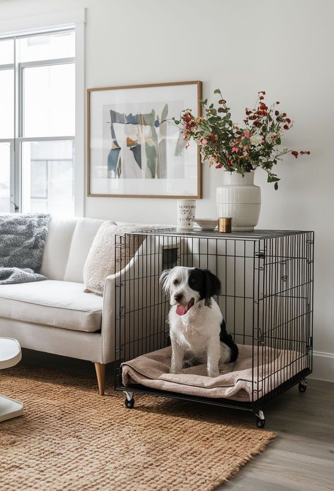 luxury modern dog DIY crate on wheels