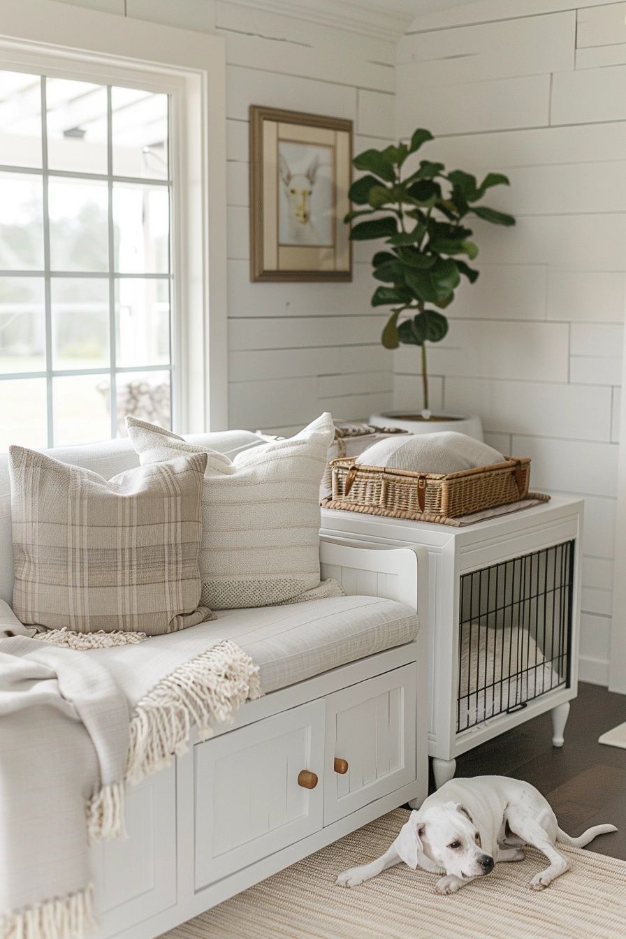 multi-functional dog crate that doubles as a side table