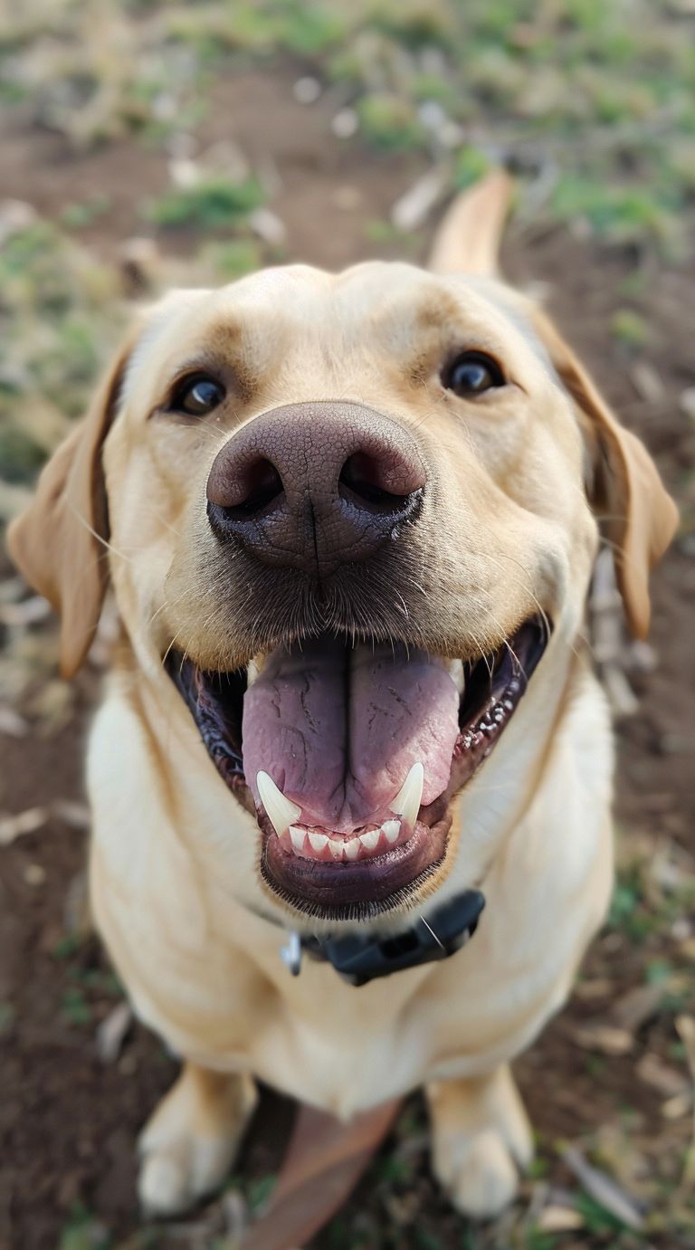 smiling Labrador Retriever with a happy expression