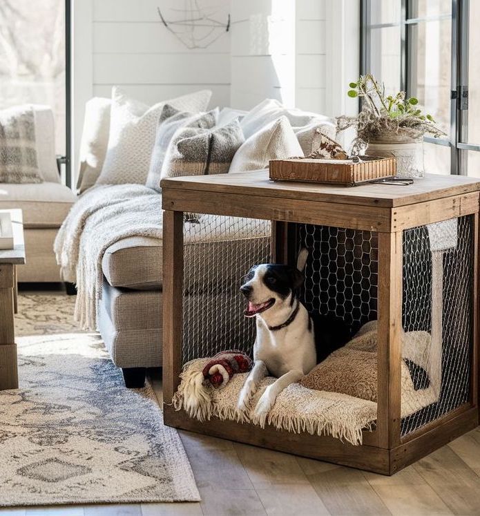 tastefully crafted DIY Wood dog Crate