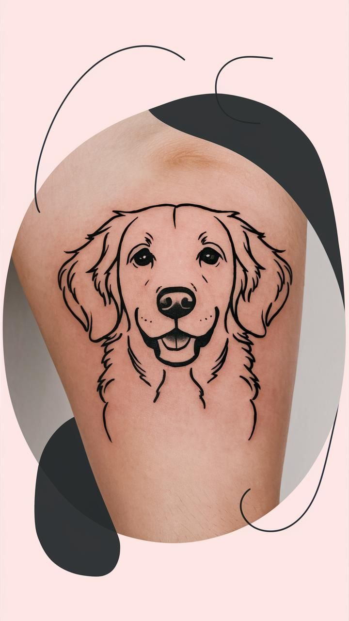 Golden Retriever ear tattoo outline of a floppy ear friendly and playful nature