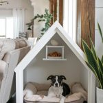 Mini dog house Dog Nook in Corner near Living Room Sofa