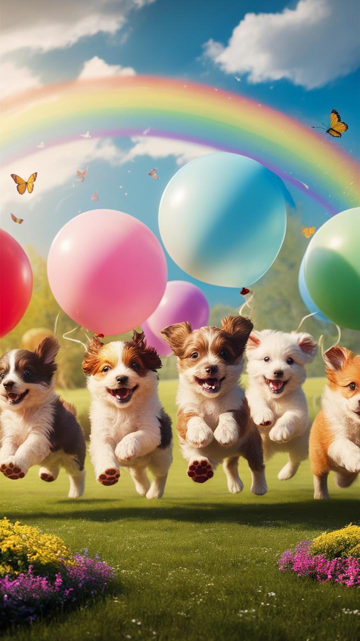 cute puppies puppies and rainbows