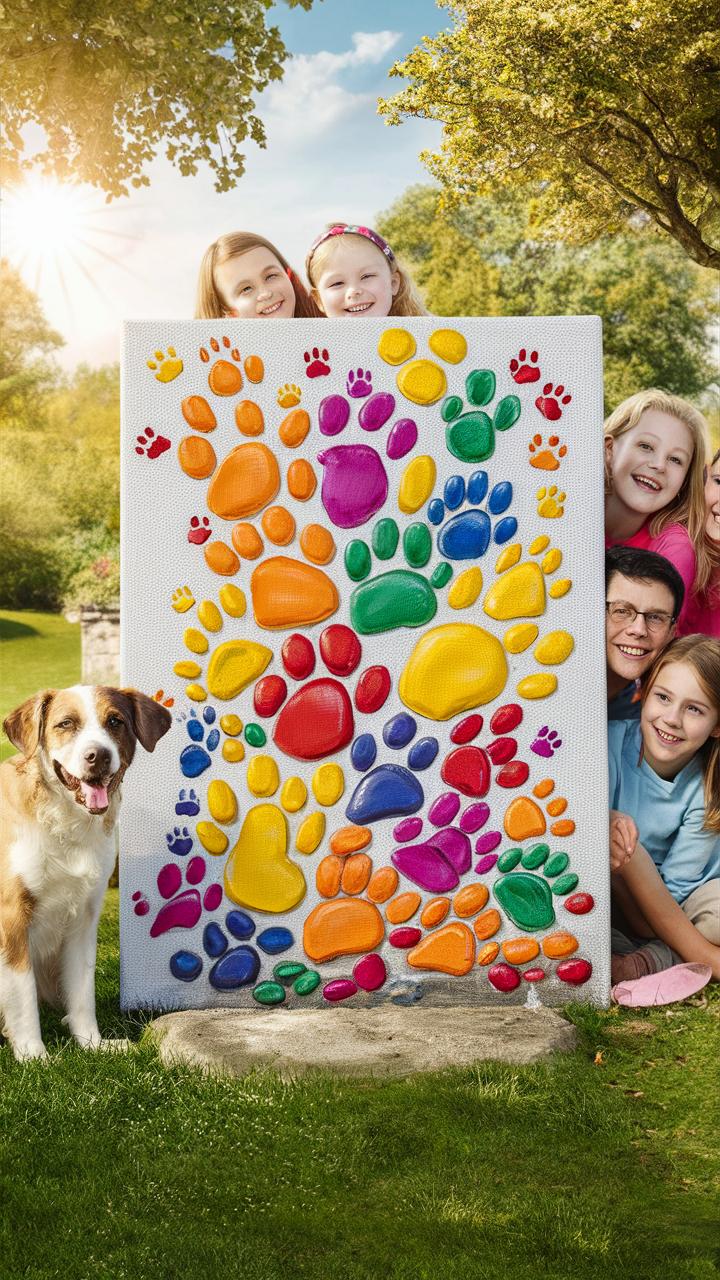 dog crafts dog paw print canvas art