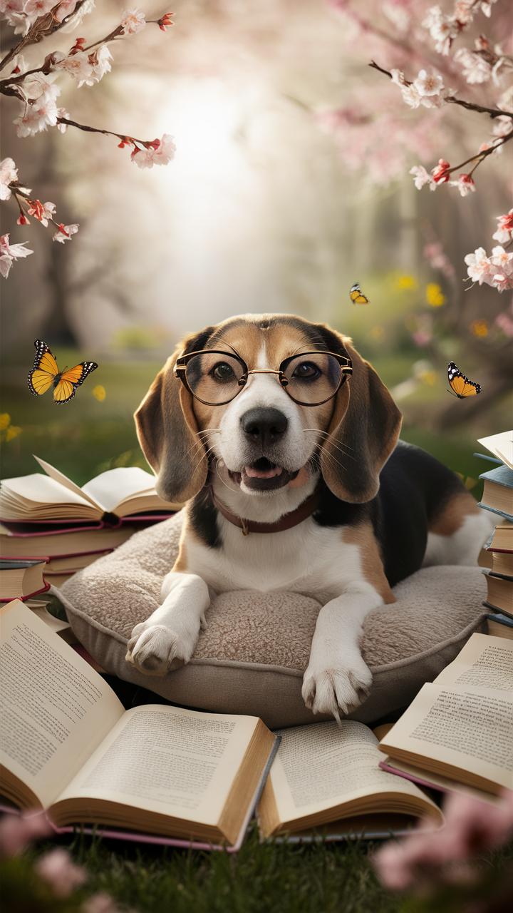 dogs with glasses bookworm beagle