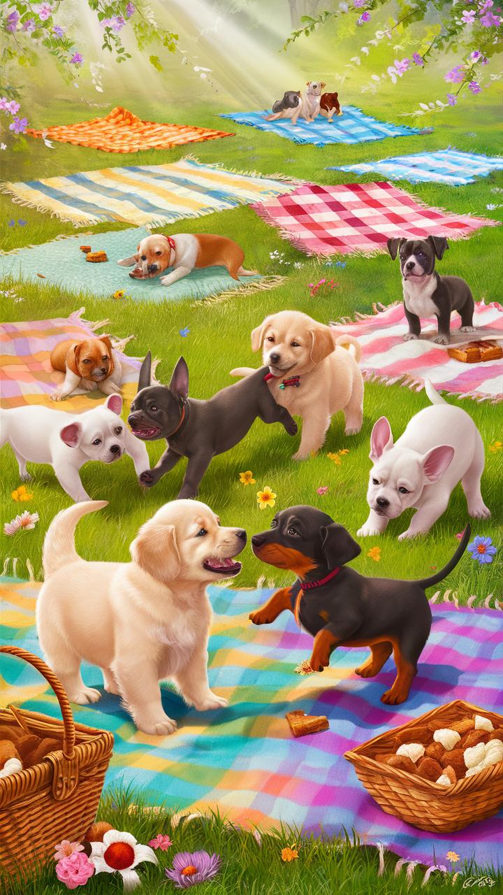 really cute dogs puppy picnic party