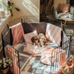 DIY whelping box ideas Pet playpen with plush blankets inside