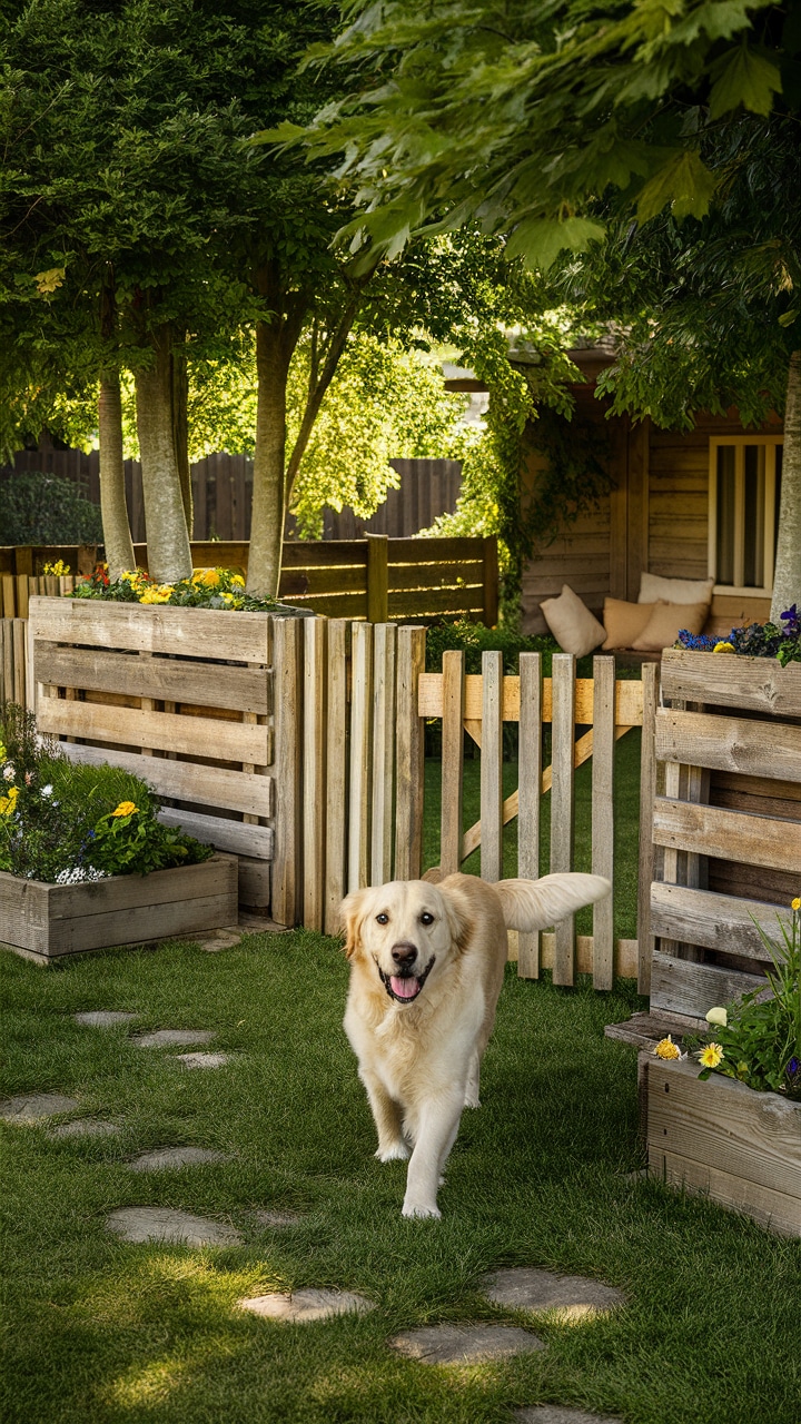 backyard dog fence ideas Repurposed pallets for a rustic look