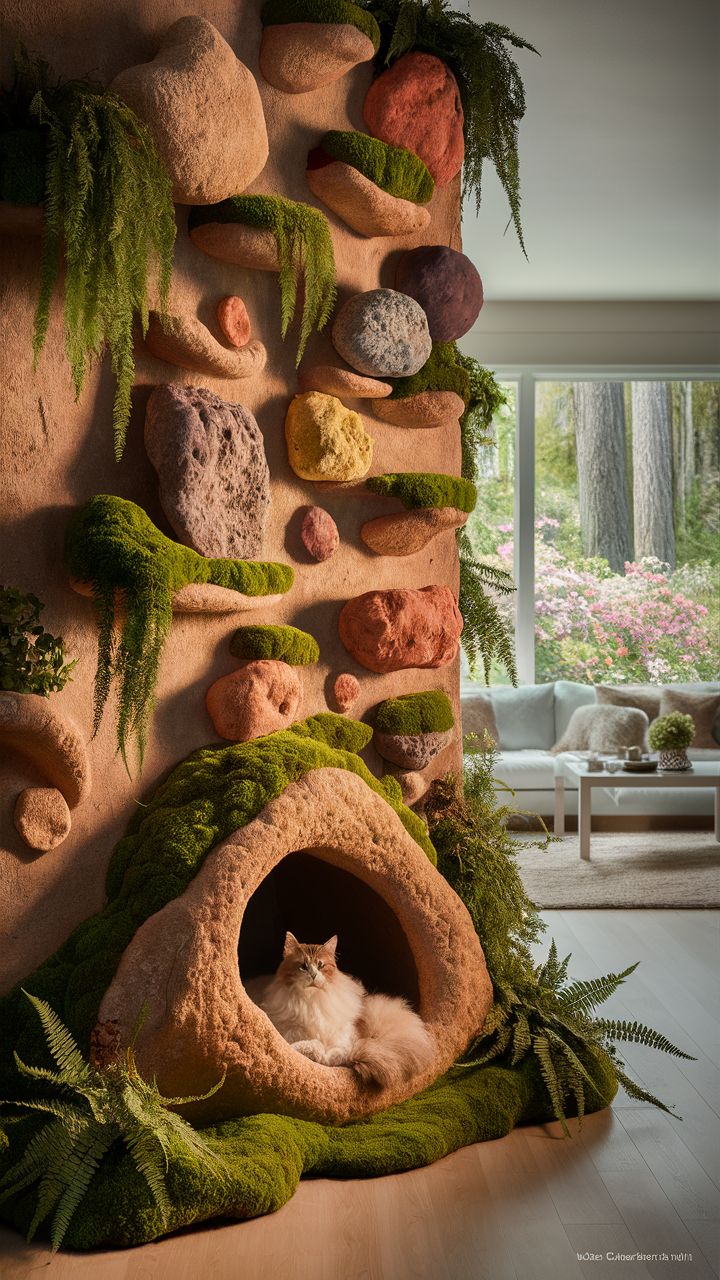 cat climbing wall ideas Nature inspired rock wall design