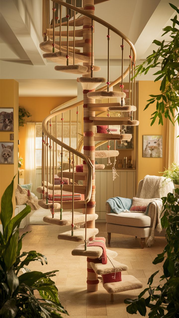 cat climbing wall ideas Spiral staircase for adventurous cats