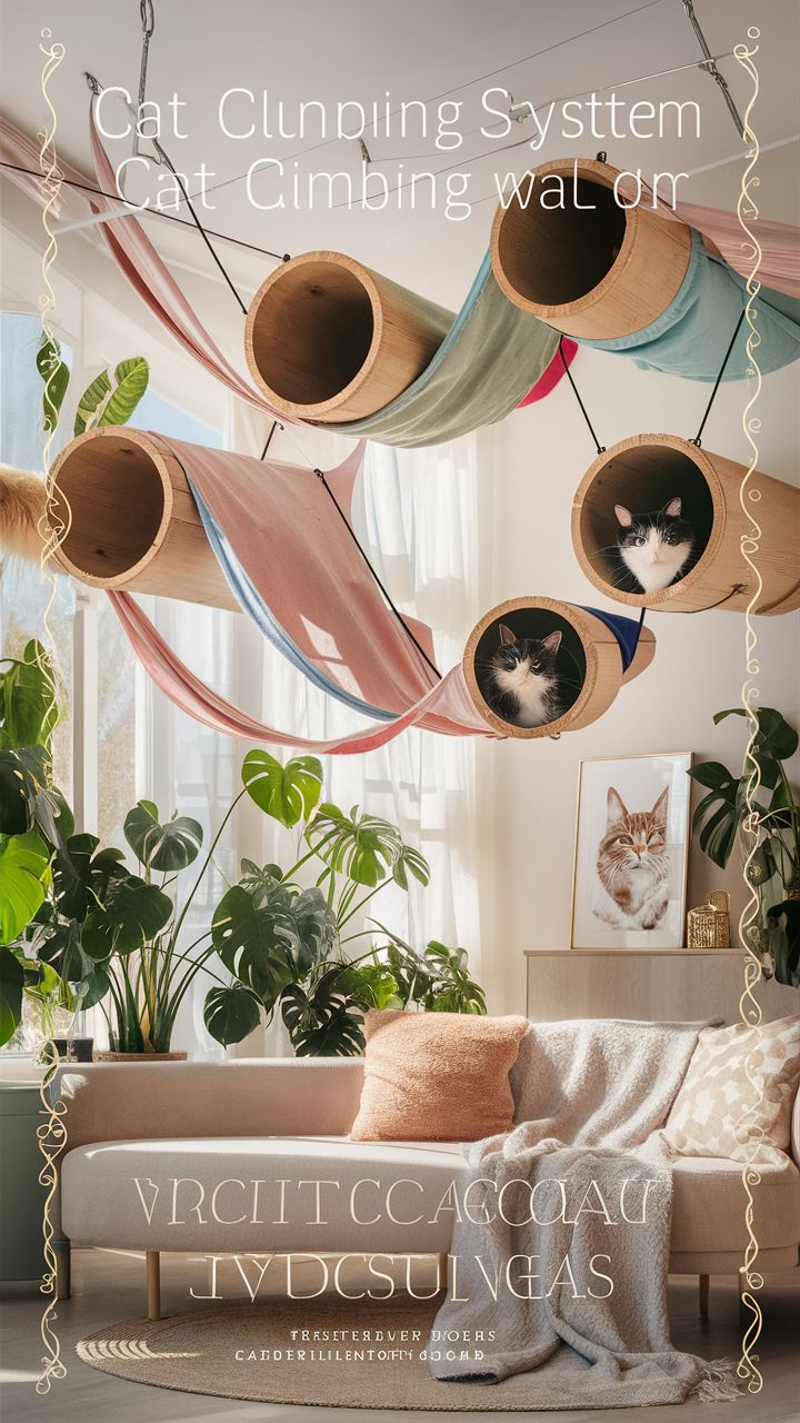 cat climbing wall ideas Suspended tunnel system for climbing