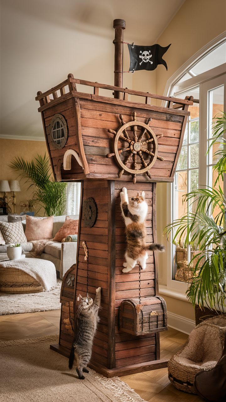 cat climbing wall ideas Themed pirate ship lookout