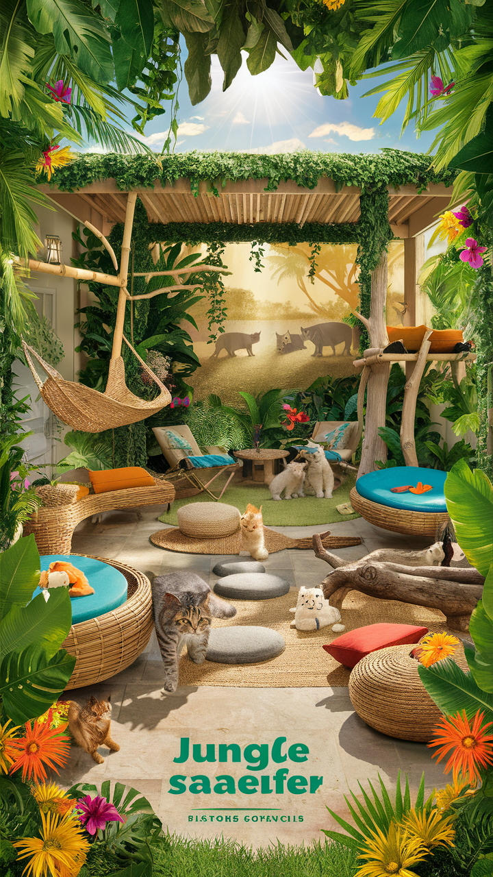 catio ideas for cats Catio themed like a jungle safari