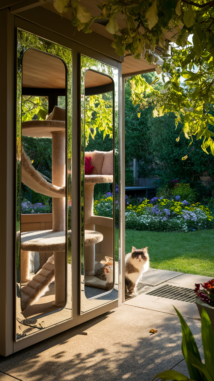 catio ideas for cats Mirror catio for playful reflections