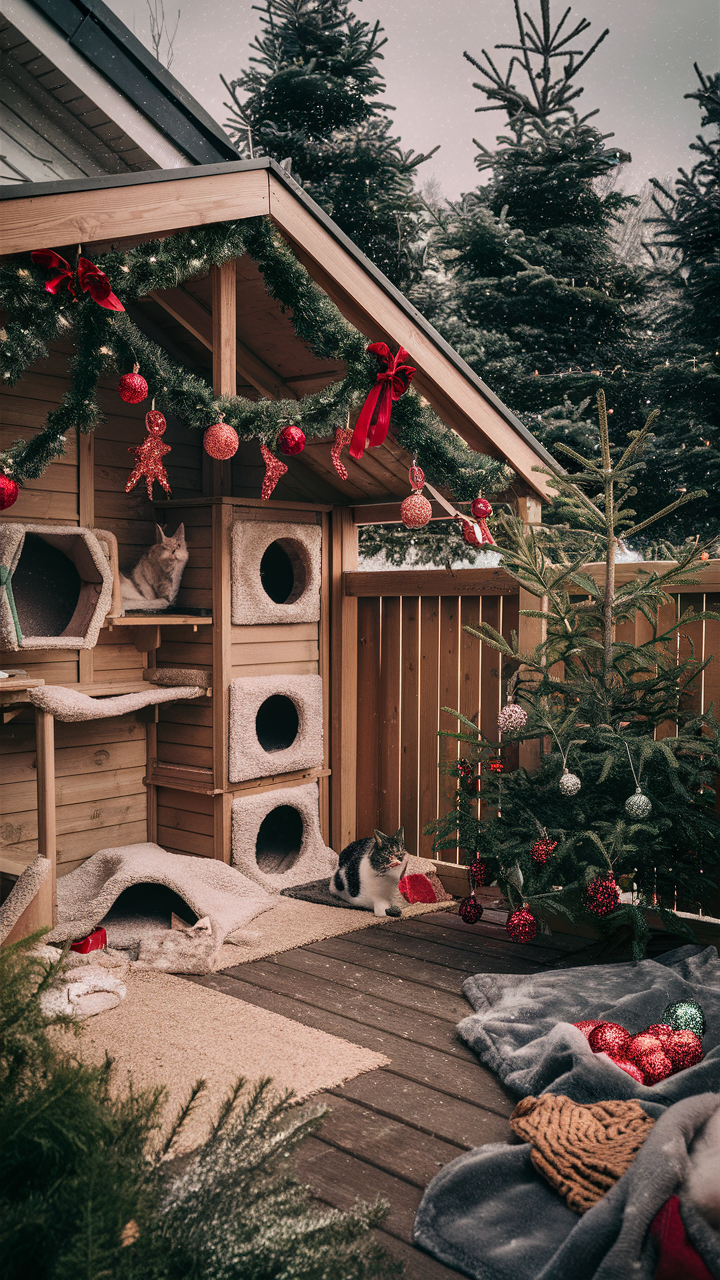 catio ideas for cats Seasonal catio decorated with holiday themes