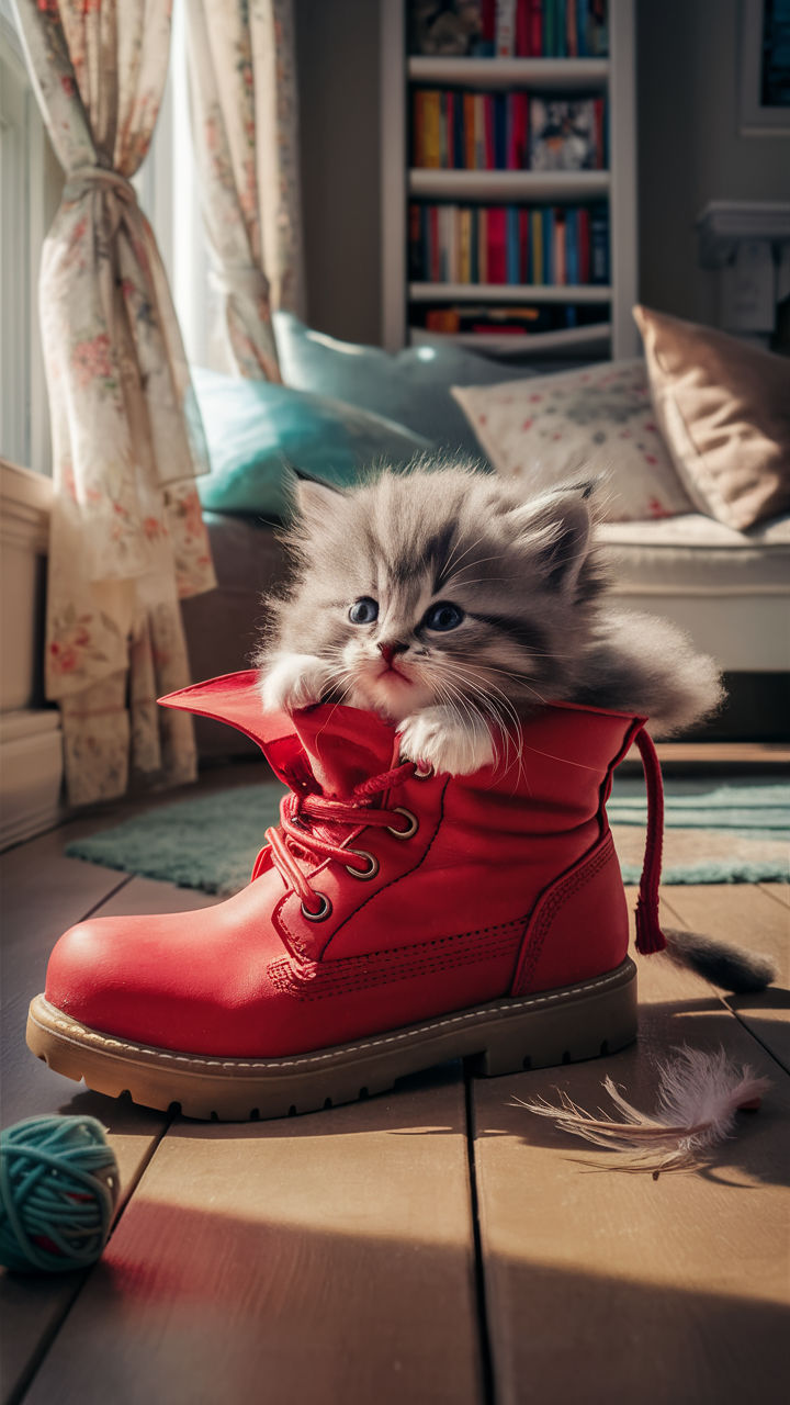 cute baby cats Adorable kitten in a boot