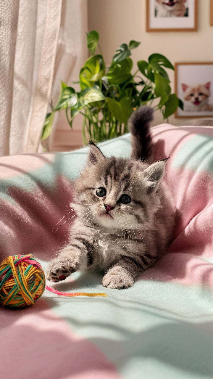 cute baby cats Cute kitten with fluffy tail