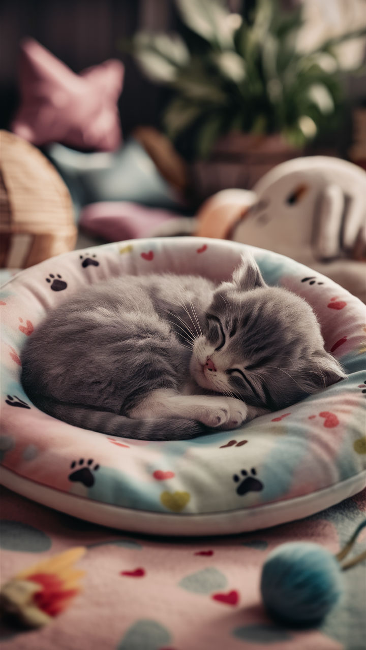 cute baby cats Sleeping baby cat on blanket