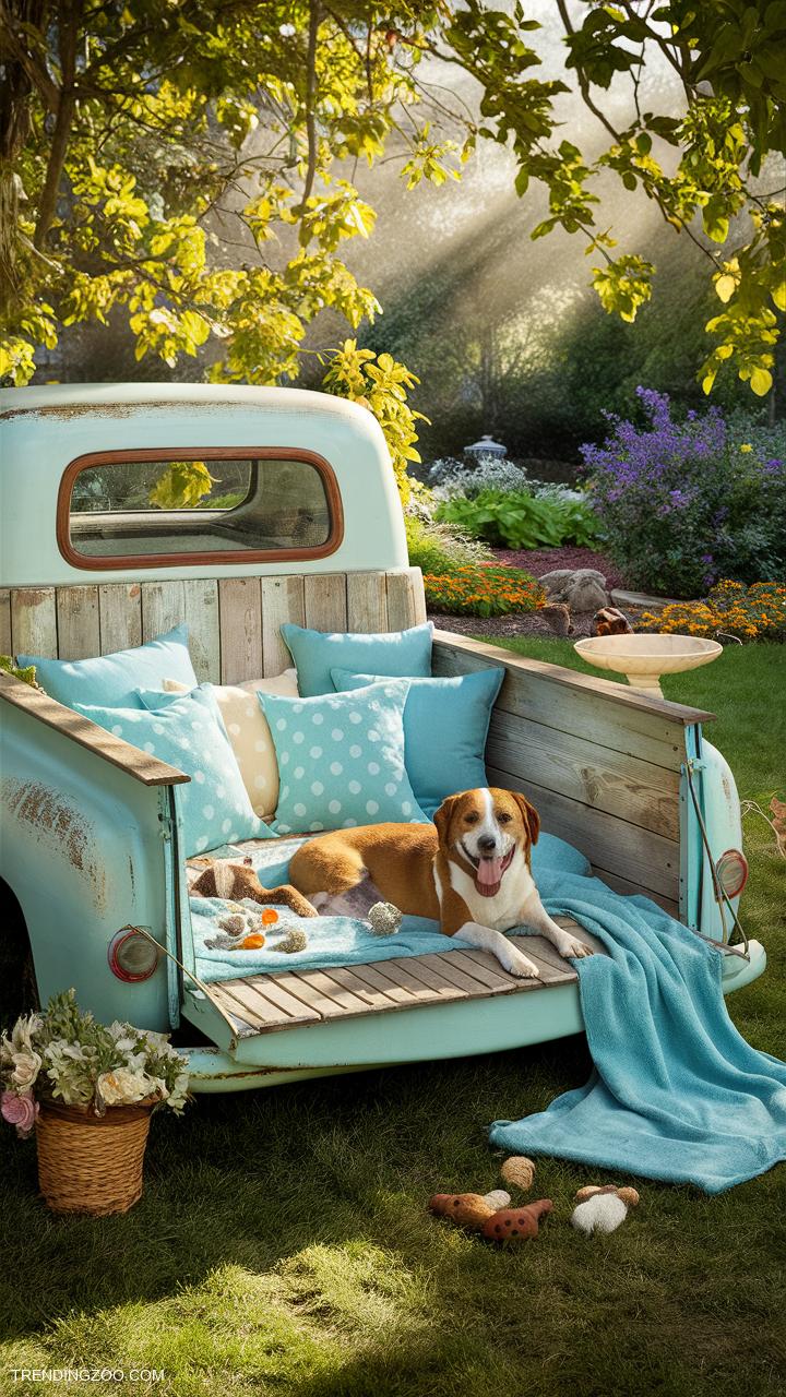 dog bed ideas Repurposed Old Truck Bed Dog Lounge