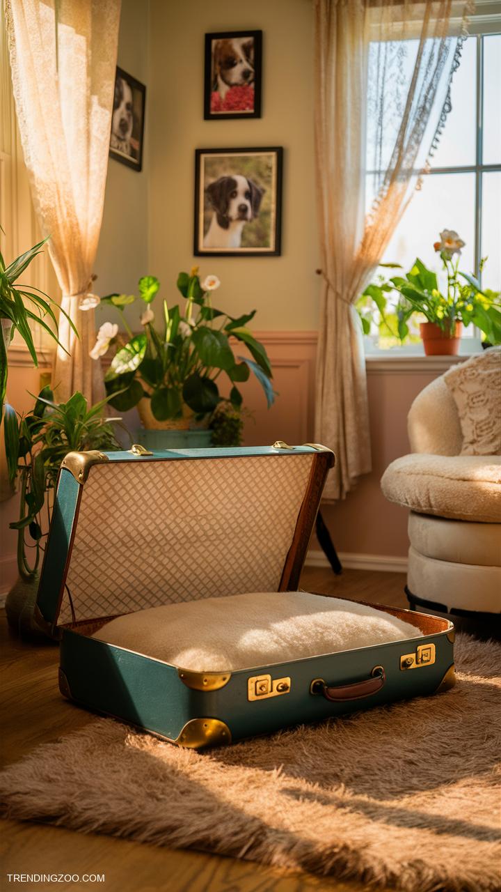 dog bed ideas Vintage Suitcase Dog Bed