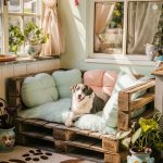 dog corner ideas DIY pallet dog bed with cushions