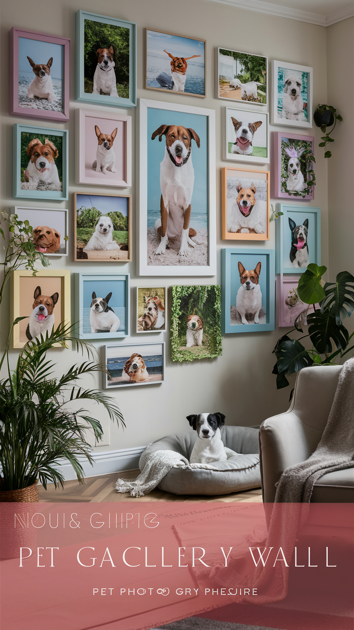 dog corner ideas Personalized pet photo gallery wall