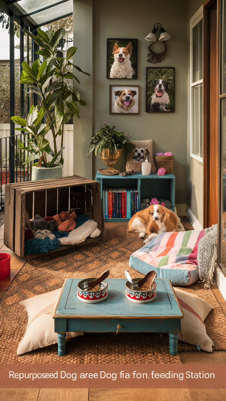 dog corner ideas Repurposed furniture as dog play area