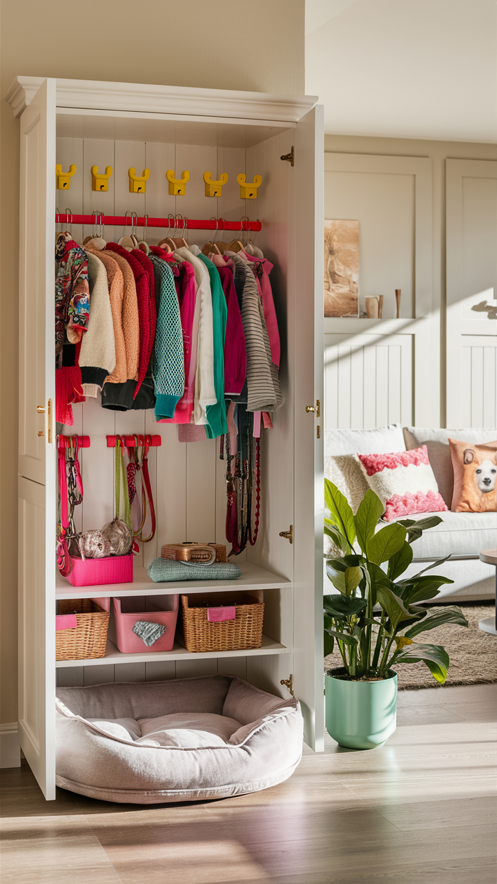 dog corner ideas Stylish doggie wardrobe storage space