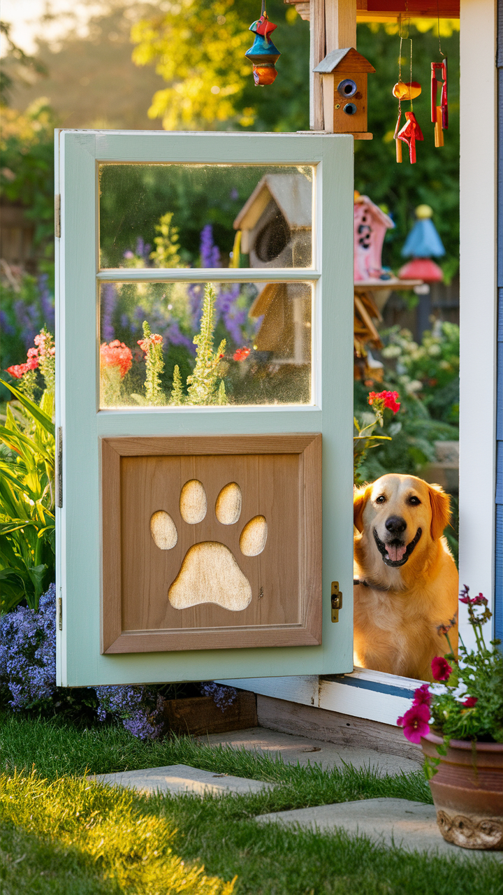 dog door ideas DIY repurposed window as dog door