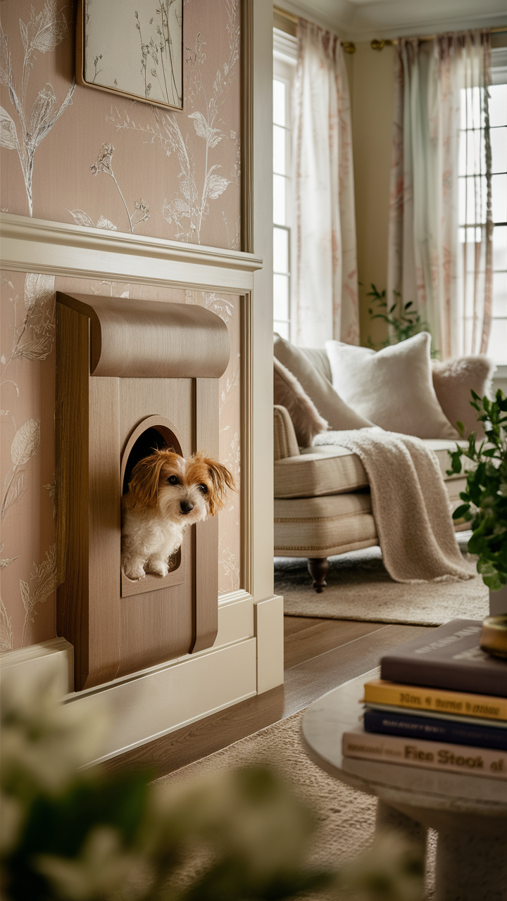 dog door ideas Hidden door blends with wall decor