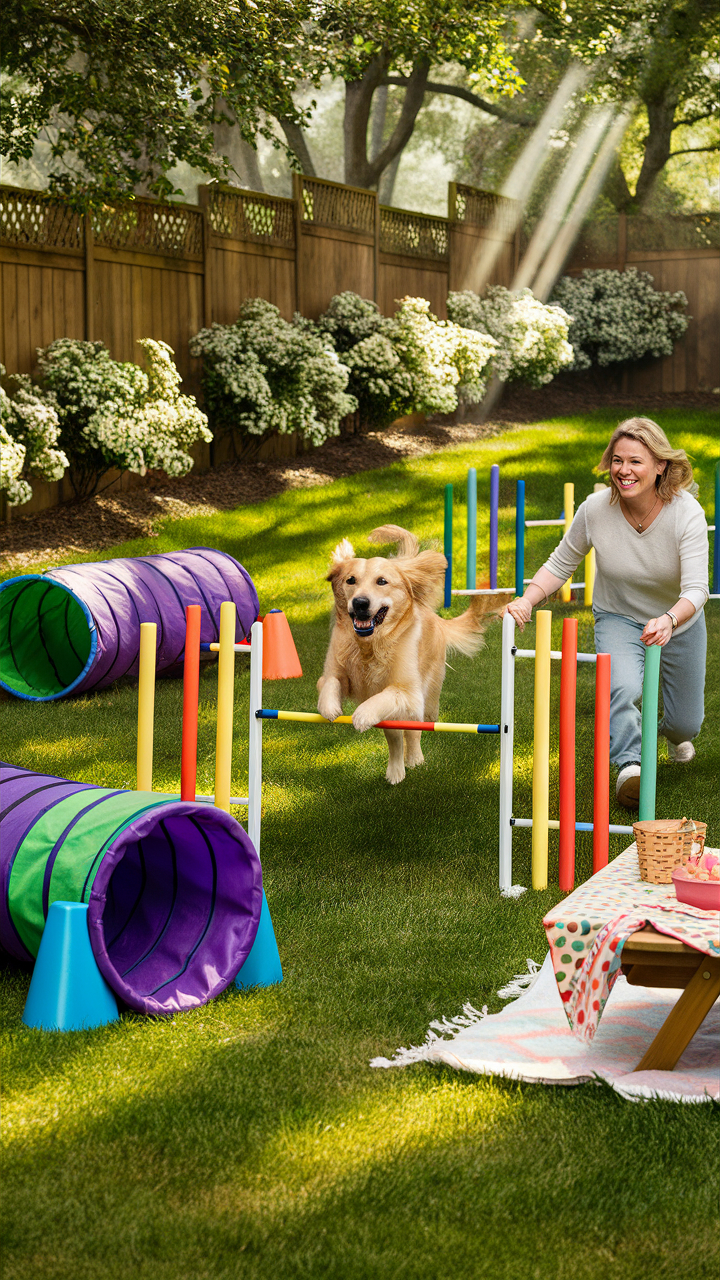 dog enrichment ideas Set up a backyard agility course