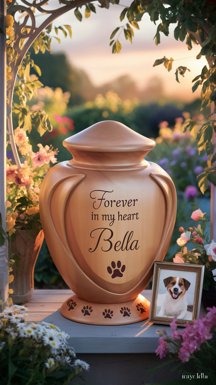 dog memorial ideas Decorative urn with personalized engraving