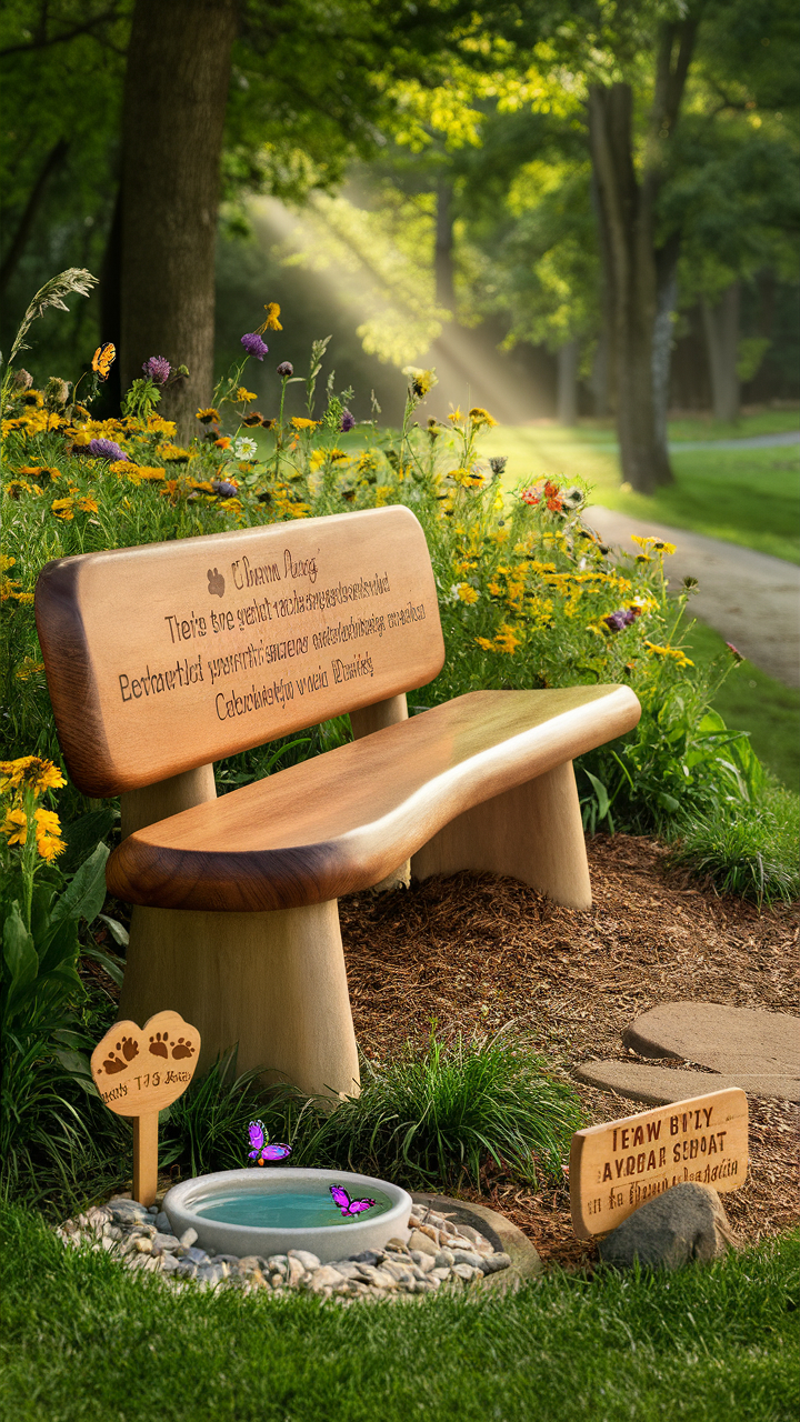 dog memorial ideas Memorial bench in a favorite park