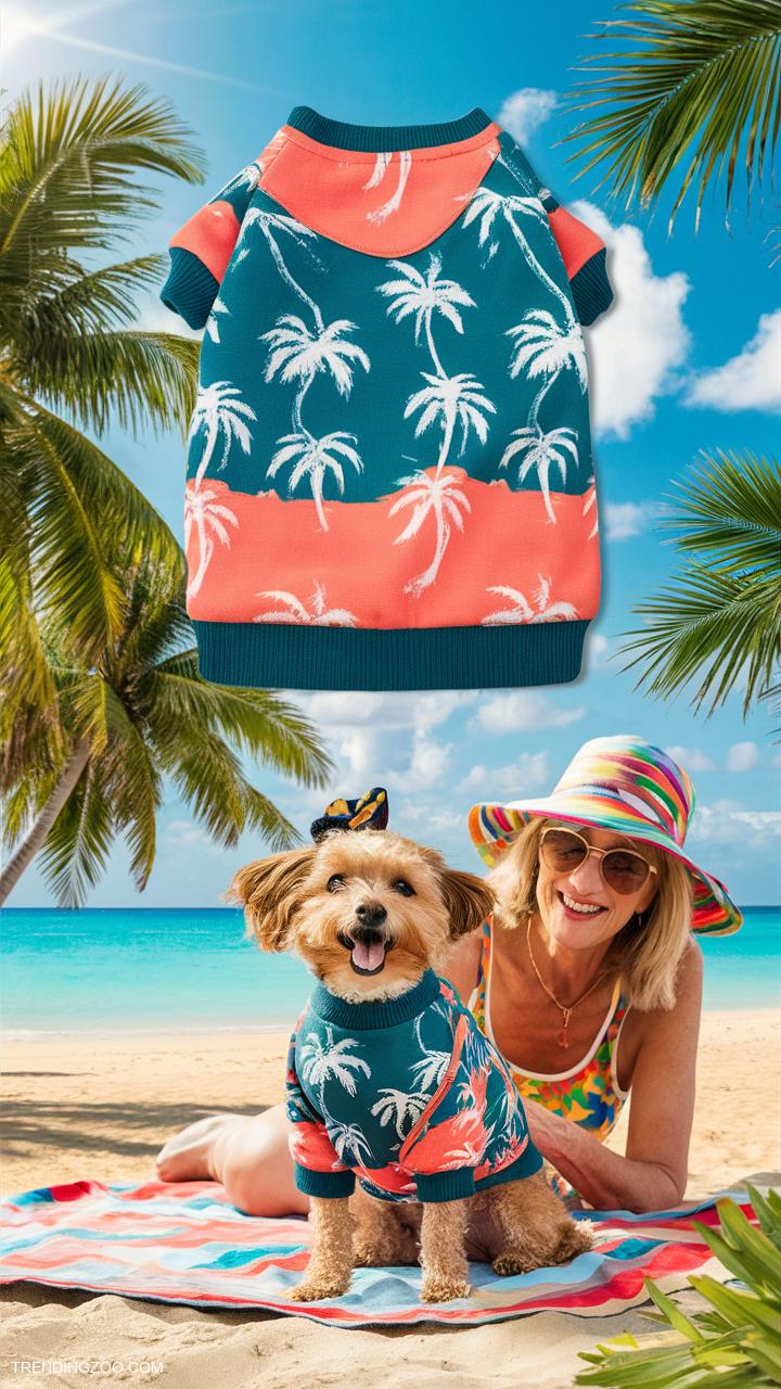 dog sweater ideas Tropical paradise theme with palm tree print