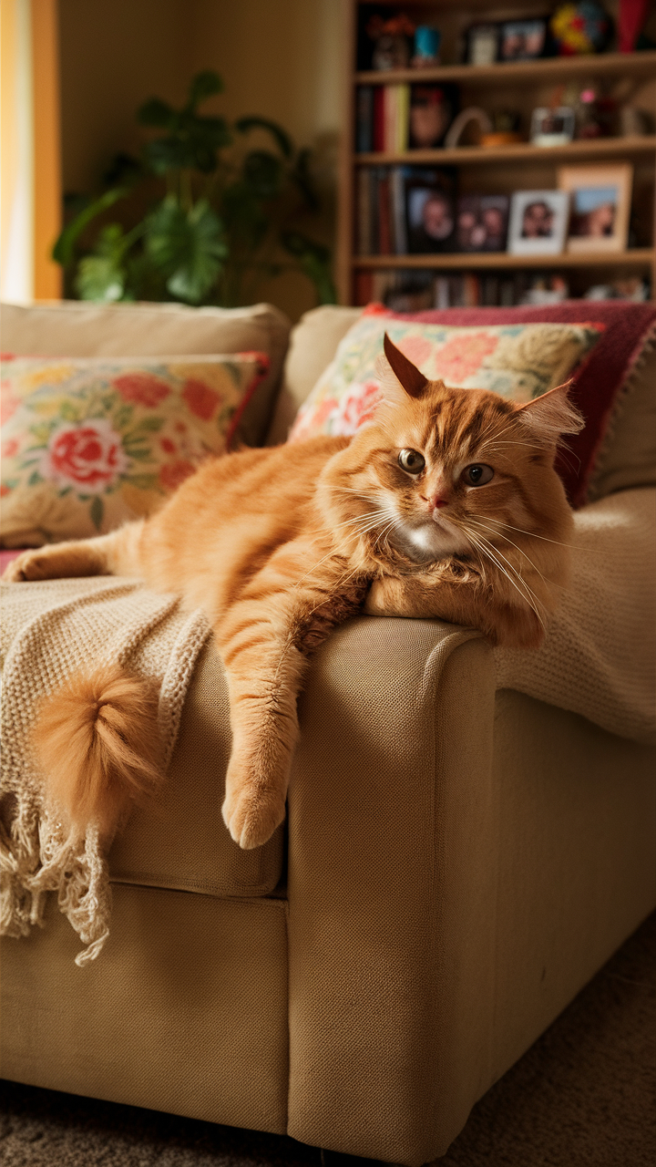 funny cat faces Bored expression on couch