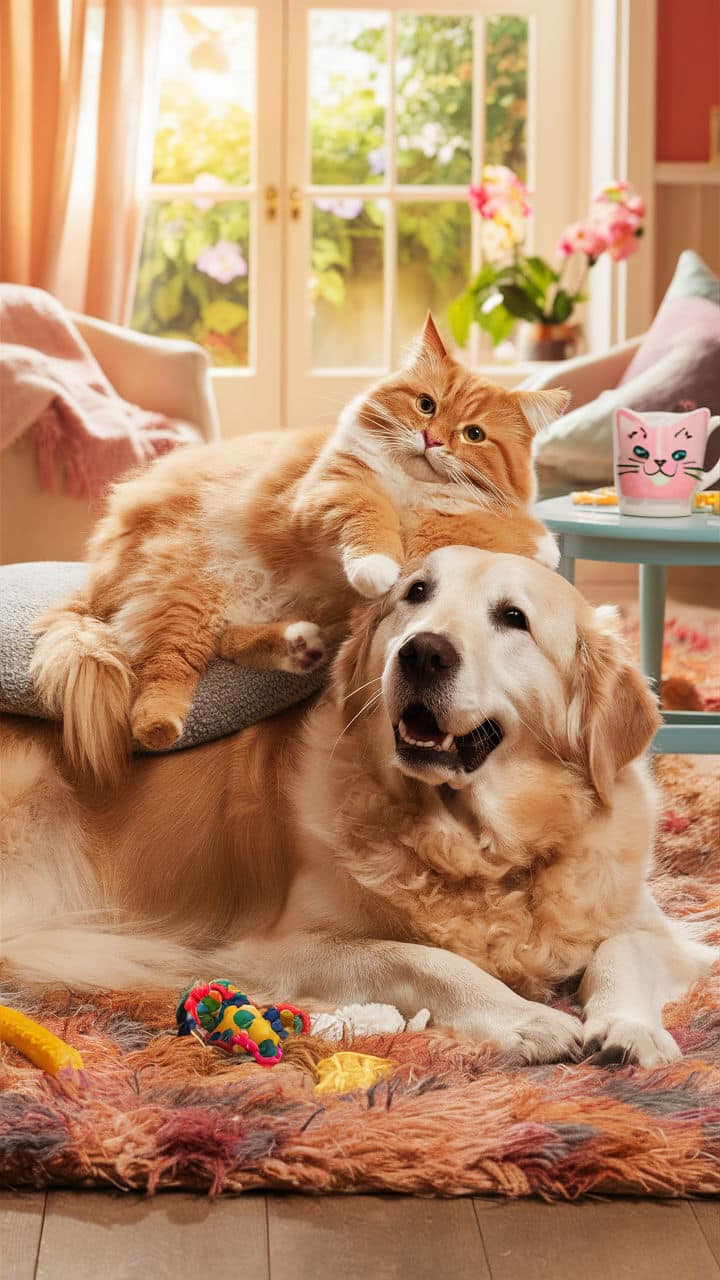 funny cute cats Cat lounging on a dog