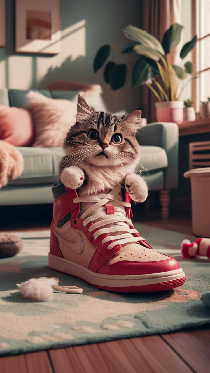 funny cute cats Cat stuck in a shoe