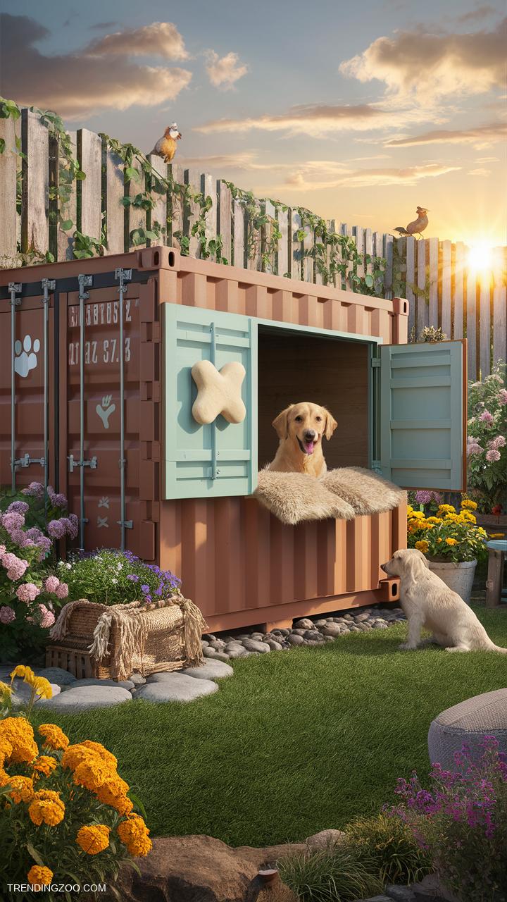 outdoor dog kennel ideas Repurposed shipping container dog home