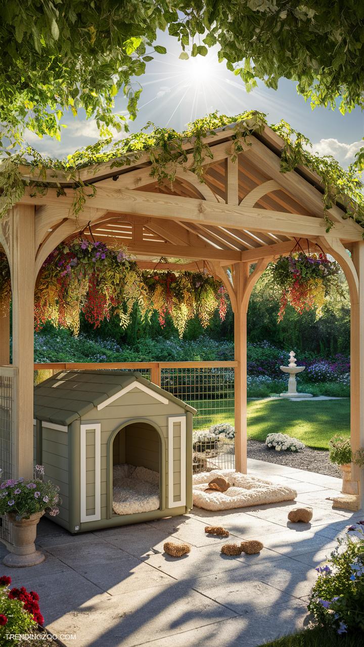 outdoor dog kennel ideas Stylish garden pergola for dogs