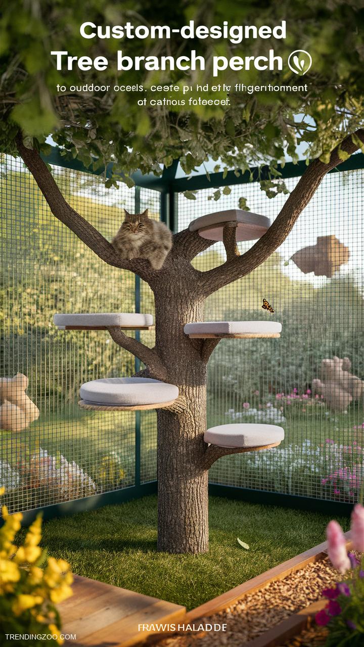 outside cat enclosure Custom tree branch perch levels